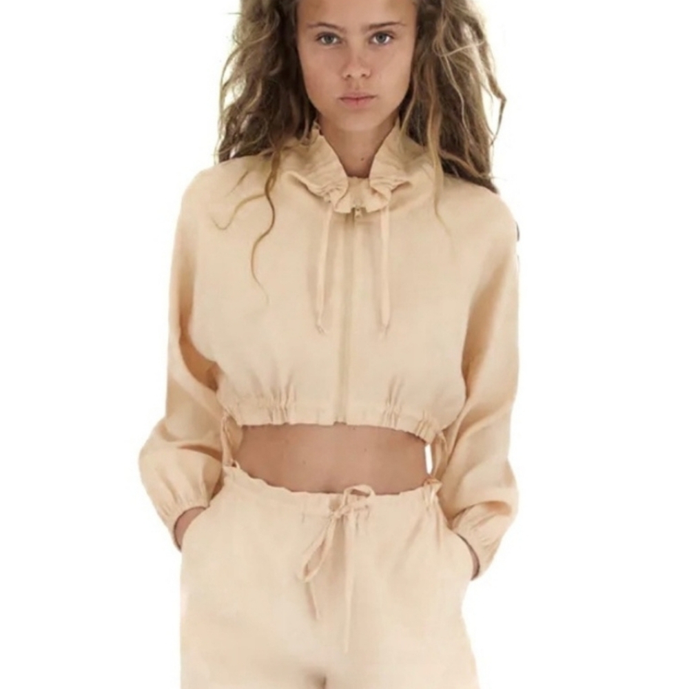 Zara Flowy Crop Jacket with Matching Shorts Shorts size medium Jacket size large